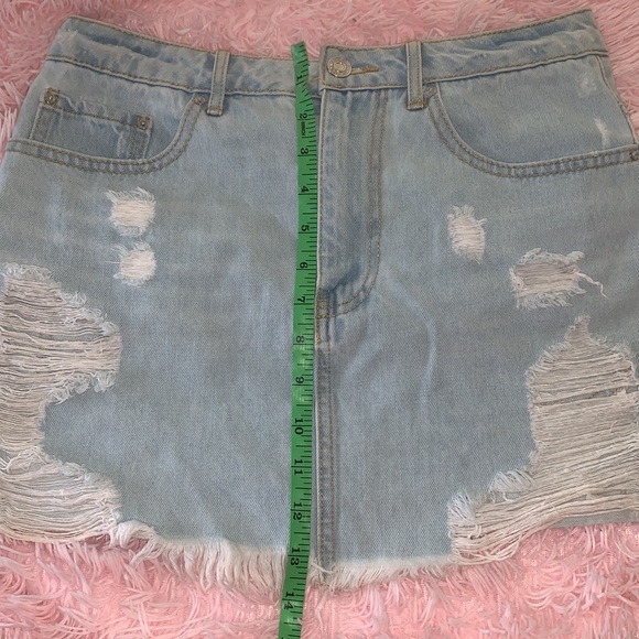 Forever 21 Light Blue Distressed Denim Skirt - Picture 7 of 15